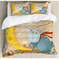 thumbnail image 3 of Kids Twin Size Duvet Cover Set, Cat and Mouse on Crescent Moon Shaped Cheese Cute Paws Toys Kids Children Cartoon, Decorative 2 Piece Bedding Set with 1 Pillow Sham, Multicolor, by Ambesonne, 3 of 3