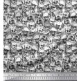 thumbnail image 1 of Soimoi Polyester Crepe Fabric Horror Skull Halloween Printed Fabric 1 Yard 42 Inch Wide, 1 of 1