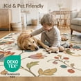 thumbnail image 4 of ODIKA 3'x5' Washable Accent Rug Pet Friendly, Non-Shedding Mat Autumnal Floral Tones Elegant Vine Motifs Intricate Leaf and Blossom Design for Bedside, Nursery Room, 4 of 7