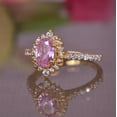 thumbnail image 2 of Gems Jewels 2.70 Ctw Oval Cut Pink Sapphire & Diamond Wedding Anniversary Engagement Halo Ring 14K Yellow Gold Plated 925 Sterling Silver 925 Sterling Silver -7.5, 2 of 4