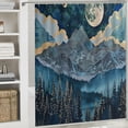 thumbnail image 6 of JEUXUS Bathroom Shower Curtain Set with Hooks Mountain Nature Forest Aesthetic Moon Starry Night White, 6 of 7