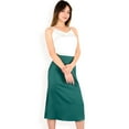 thumbnail image 3 of Women's Satin Midi Skirt With A-Line Silhouette And Elastic Waistband- Green,X Large, 3 of 7