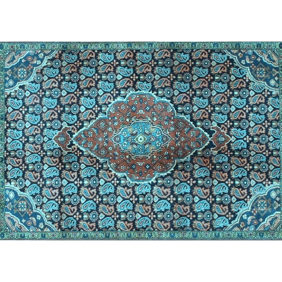 Ahgly Company Indoor Rectangle Persian Light Blue Traditional Area Rugs, 5' x 7'