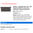 thumbnail image 2 of Radiator - Compatible with 1994 - 2002 Dodge Ram 2500 5.9L Diesel with Automatic or Manual Transmission 1995 1996 1997 1998 1999 2000 2001, 2 of 2