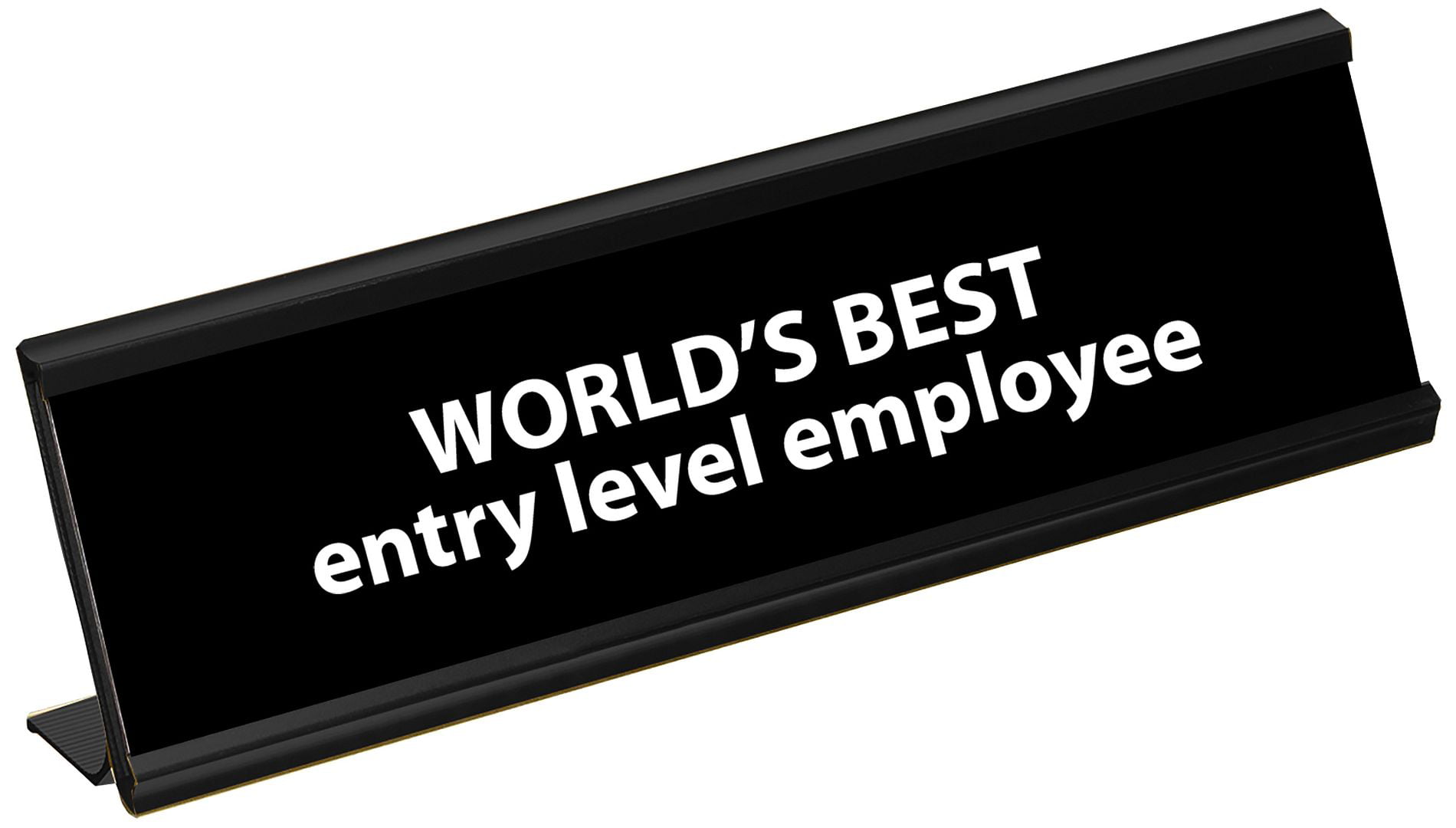 Funny World Best Entry Level Employee Engraved Desk Plate-Black/Black ...