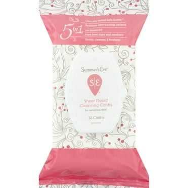 Summer's Eve Feminine Cleansing Cloths for Sensitive Skin Sheer Floral