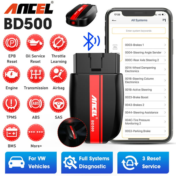 ANCEL BD500 Bluetooth Code Reader OBD2 for VAG Vehicle All System Diagnostic Tool Car Scanner Service Reset EPB Replacement Throttle Learning OBD Automotive Code Scanner VW/Audi/Skoda/SEAT - Walmart.com