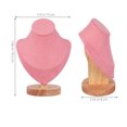 thumbnail image 2 of Exhibidor de busto de collar, organizador de cadena de joyería, maniquí, soporte de exhibición con base de madera para exhibición en casa o tienda, color rosa, 2 of 7