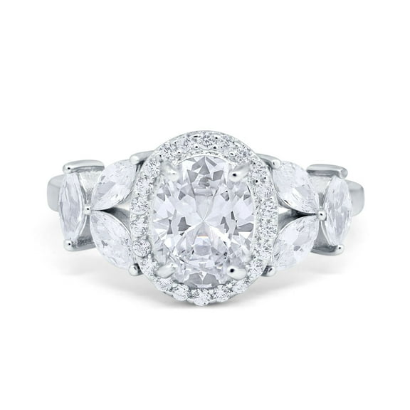 Oval Art Deco Engagement Ring CZ 925 Sterling Silver Size 5