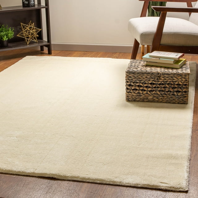 Super Soft Faux Rabbit / Mink Fur Solid Area Rug