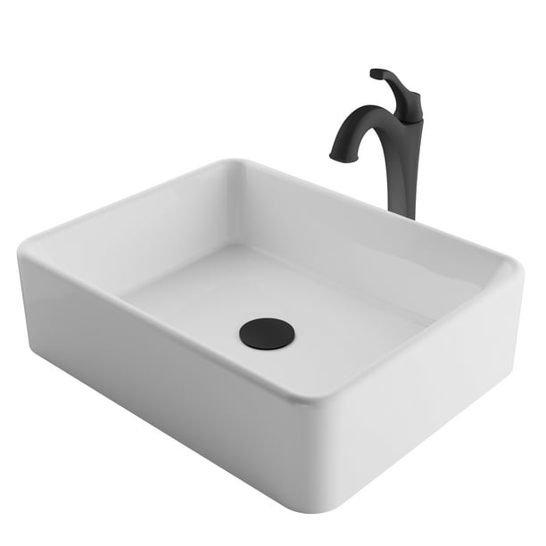 Kraus Elavo 19 Inch Modern Rectangular White Porcelain Ceramic Bathroom Vessel Sink And Matte Black Arlo Faucet Combo Set With Pop Up Drain Com - Rectangular White Porcelain Bathroom Sink Kraus Elavo 19 Inch Modern Rectangular White Porcelain Ceramic Bathroom Vessel Sink And Matte Black Arlo Faucet Combo Set With Pop Up Drain Com - Rectangular White Porcelain Bathroom Sink