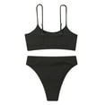thumbnail image 7 of WREESH Womens Two Piece Swimsuit High Cut Bikini Fashion Solid High Waist Bikini Push-Up Padded Swimsuit Beachwear Set Bikinis Siuts Bathing Suit Black, 7 of 7