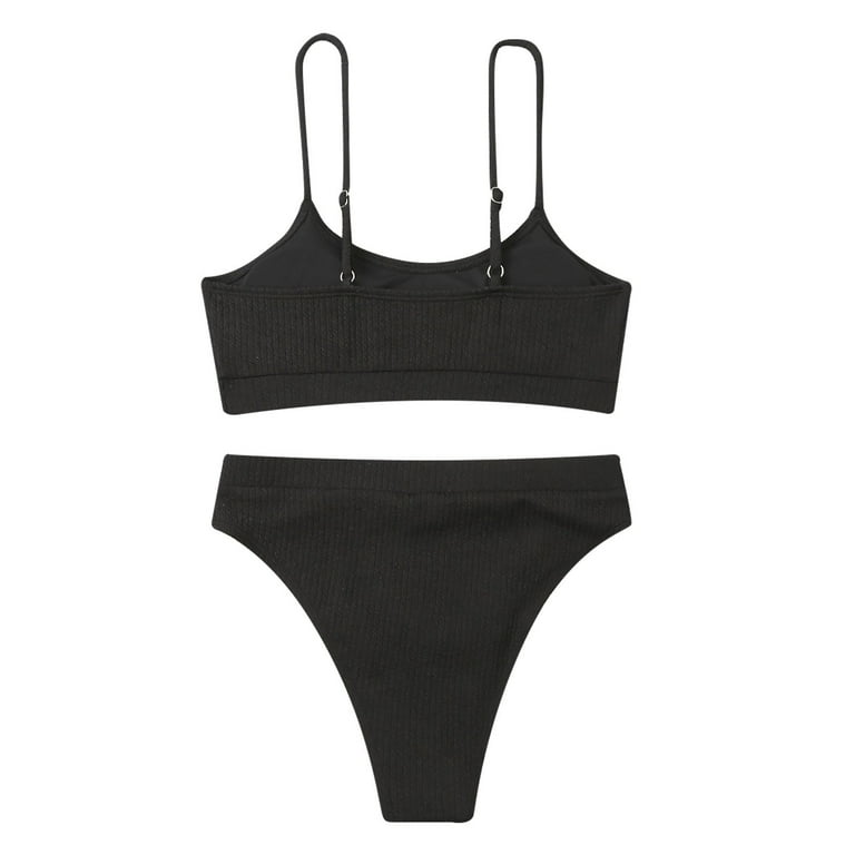 Hfyihgf Women's High Waisted Bikini Ribbed Two Piece