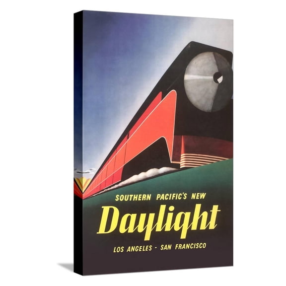 Art.com Streamlined Daylight Train Stretched Canvas Print Wall Art, 12" x 18"
