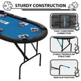 thumbnail image 2 of QinaQin 71-Inch Oval Poker Table, Suitable for 8 Players, Foldable Casino Table with Foldable Legs, Cup Holders, and Waterproof Padded Railings, Portable Texas Hold'Em and Blackjack Table, 2 of 8