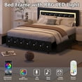thumbnail image 3 of 4 EVER WINNER Full Size LED Bed Frame with Storage, Upholstered Platform Bed with 4 Drawers, Adjustable LED Lights Headboard, Black, 3 of 7
