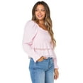 thumbnail image 4 of Celebrity Pink Women's Smocked Ruffle Long Sleeve Top, Sizes XS-XXXL, 4 of 5