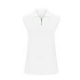 thumbnail image 5 of ZQGJB Mesh Tank Tops for Women Summer Sleeveless Half Zip up V Neck Slim Fit Workout Plain Tees Shirt Trendy Stand Collar Sportswear Top White XL, 5 of 7