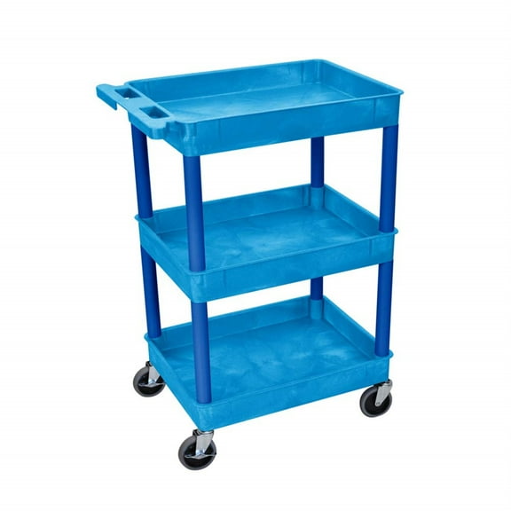 Offex OF-BUSTC111BU Blue 3 Shelf Tub Cart
