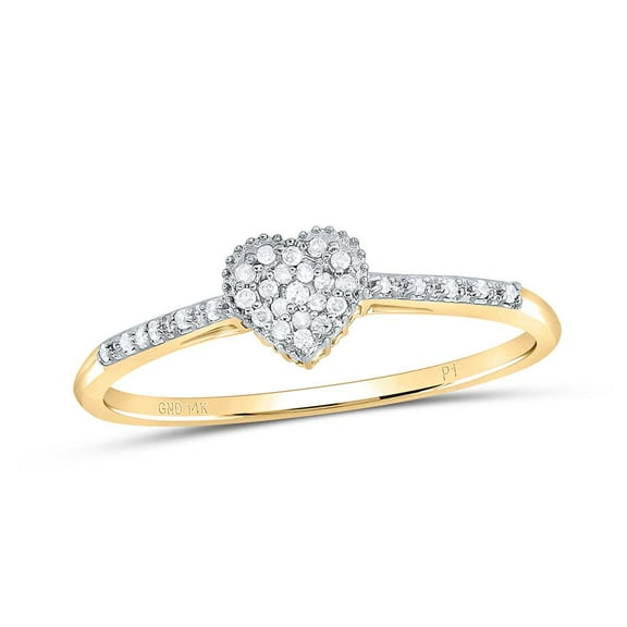 14K Yellow Gold Genuine Round Diamond Women's Cluster Slender Heart Ring 1/20 CT