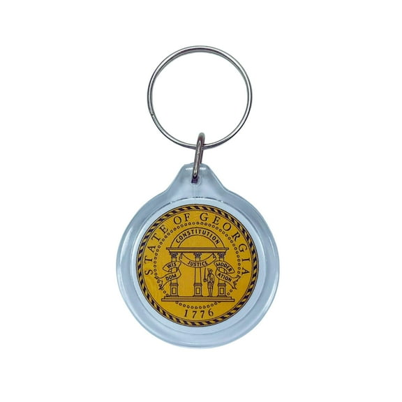 Round Acrylic Keychain - State Seal Georgia - USA | Lightweight Travel Keepsake, Collectible Souvenir, Everyday Key Accessory