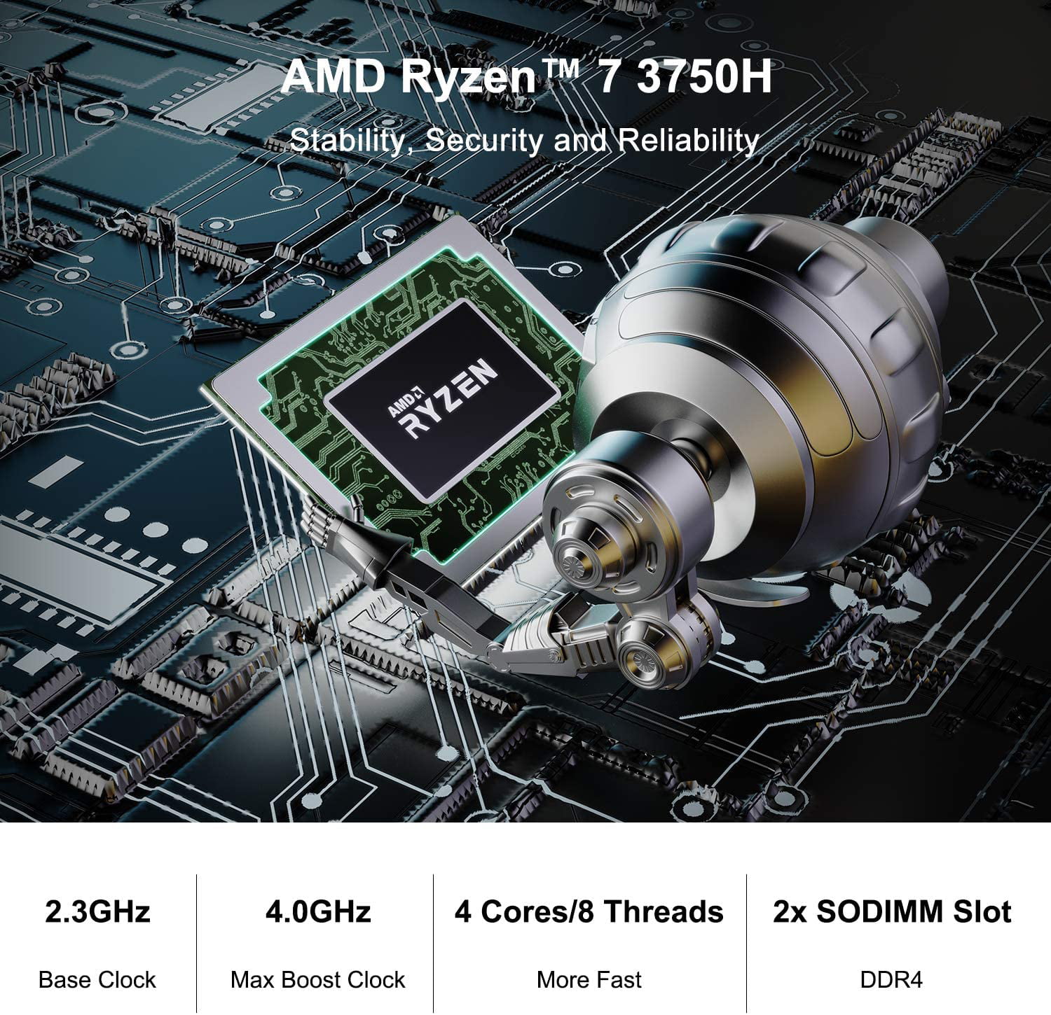 MINISFORUM UM700 Mini PC AMD Ryzen 7 3750H 4C/8T DDR4 16G RAM 256G PCIe SSD