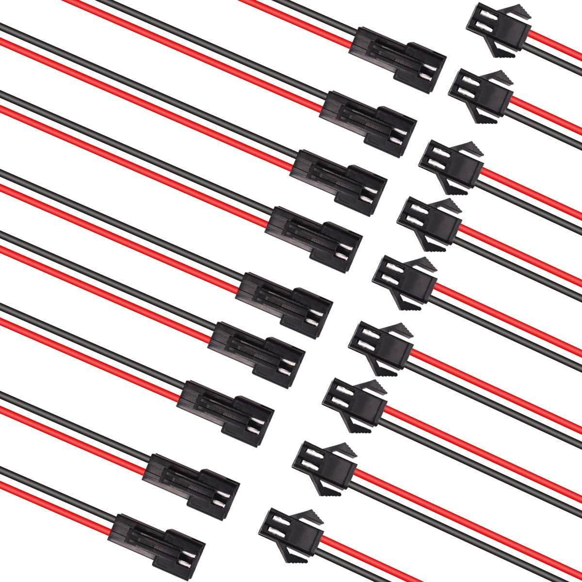 Female with 20cm Wires Cables 10 Sets 2.54mm SM 2-Pin 2P Connector plug Male Female with 20cm Wires Cables 10 Sets 2.54mm SM 2-Pin 2P Connector plug Male