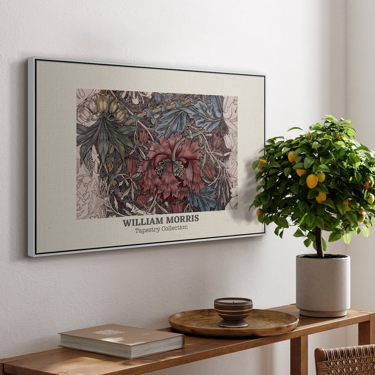 Vintage Abstract Print-XL Framed in White Wood Gallery Wrapped Canvas 25 in. x 37 in.
