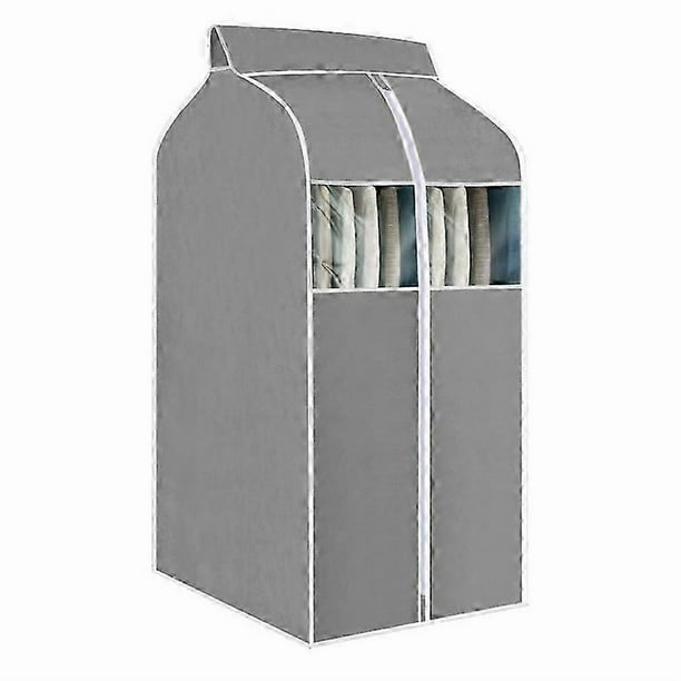Hanging Garment Bag Garment Bag Organizer Storage with Clear Pvc Windows Garment Rack Cover DustproofGray 60*48*100