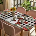 thumbnail image 3 of Christmas Plaid Table Cloths for 5 Foot Rectangle Tables, Black Snowman Xmas Tree Snowflake Buffalo Patio Waterproof Elastic Fitted Tablecloths, Washable Rectangular Table Cover for Camping, 3 of 8