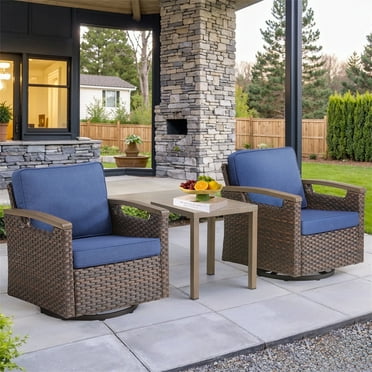 Yeahumalia Patio Outdoor Wicker Swivel Rocker Chairs Set of 2 with Side Table, 3 Piece Patio Furniture Sets for Porch Pool