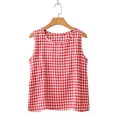 thumbnail image 3 of Xdegoge Kids Girls Sleeveless Tank Top Casual Basic Gingham Plaid Pattern Crewneck Shirt Lightweight Breathable Summer Activewear Playwear Childrens Vacation Daily Tops, 3 of 4
