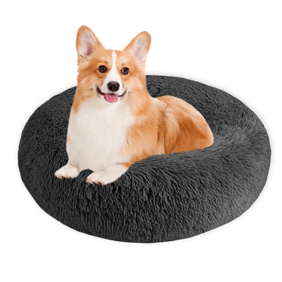 SlowTon Dog Calming Bed, Donut Cuddler Nest Warm Soft Plush Dog Cat Cushion with Cozy Sponge Non-Slip Bottom for Small Medium Pets Snooze Sleeping Autumn Indoo