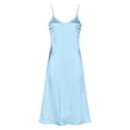 thumbnail image 3 of Women's Satin Long Nightgown Adjustable Spaghetti Strap Silky Sleepwear Dress Elegant V Neck Side Split Summer Pajama Dresses, 3 of 6