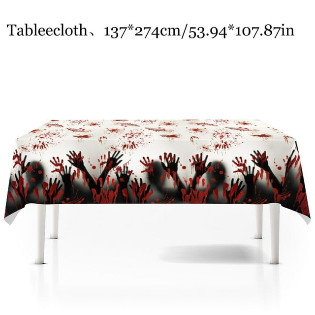 Halloween Must-have New Horror Bloods Handprint Paper Tray Paper Cup Tablecloth Flag Decoration Set Holiday Party Layout