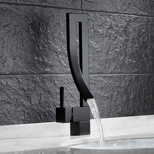 HLONK Robinets de Lavabo Moderne Mitigeur de Lavabo en Laiton Massif Noir