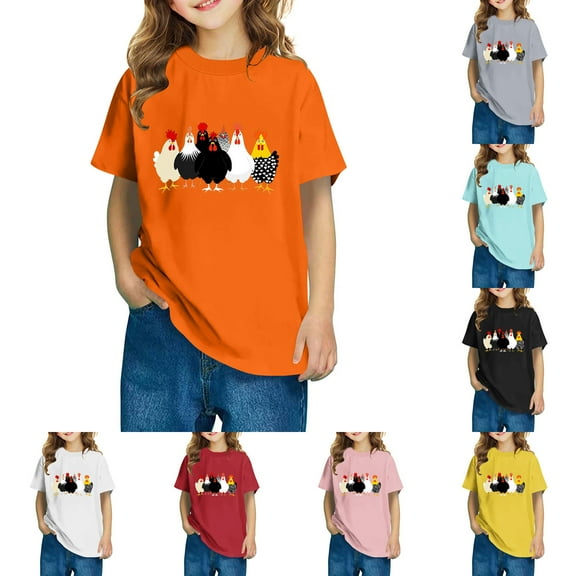 Lovzfmll Cute Printed Short Sleeve Tee for Boys & Girls, Fashion Cotton Casual Top, Playful Graphic Crew Neck Shirt for Toddler 3-4 Years