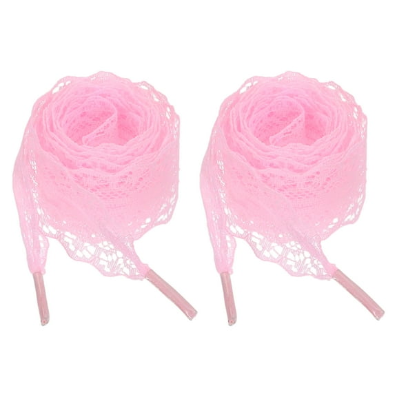 2 Pairs Flat Laces Shoelaces, 2.2CM Wide 160CM Length Lacy Shoe Laces, Pink