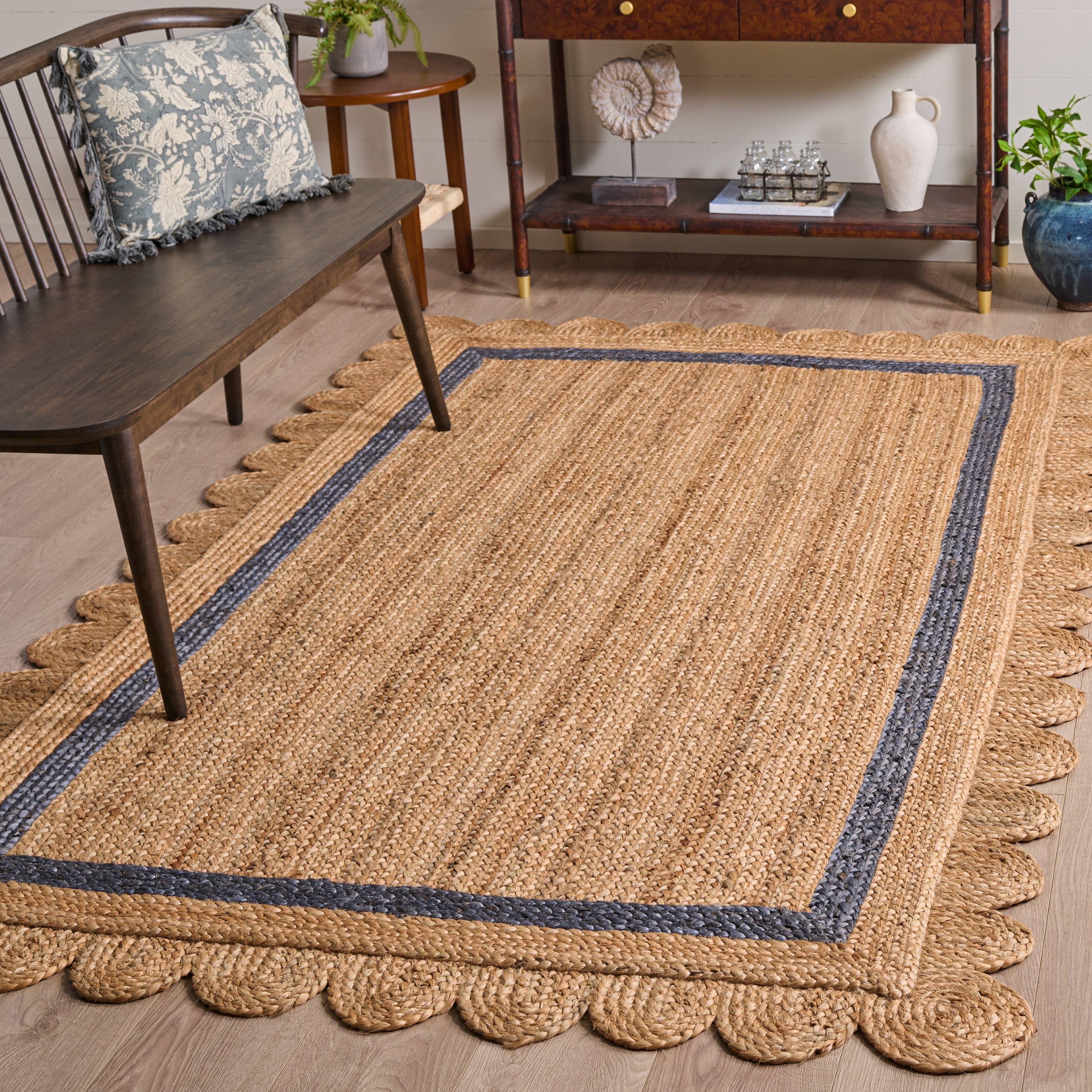 Safavieh Natural Fiber Archibald Bordered Area Rug, Natural/Blue, 9' x 12'