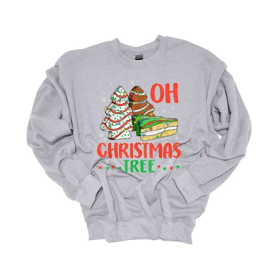 Womens Christmas Sweatshirt Oh Christmas Tree Festive Crewneck Sweatshirt-Sports Grey-4xl
