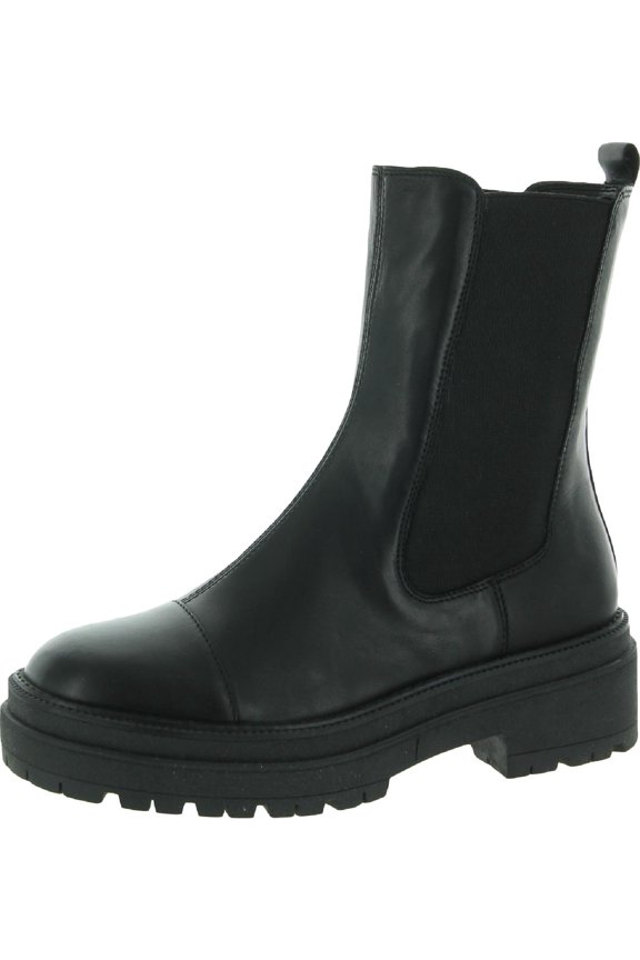 Womens Wellington Leather Ankle Boots Black 9 Medium (B,M)