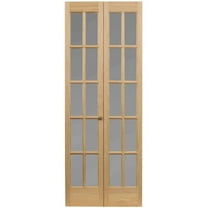 AWC Model 627 Traditional Divided Frosted Glass Bifold Door fits 24"w x 80"h Unfinished Pine