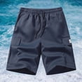 thumbnail image 2 of KPOPLK Big and Tall Shorts for Men Cotton Linen Shorts Men's Elastic Waist Drawstring Casual Shorts Summer Size XL,Dark Blue, 2 of 4