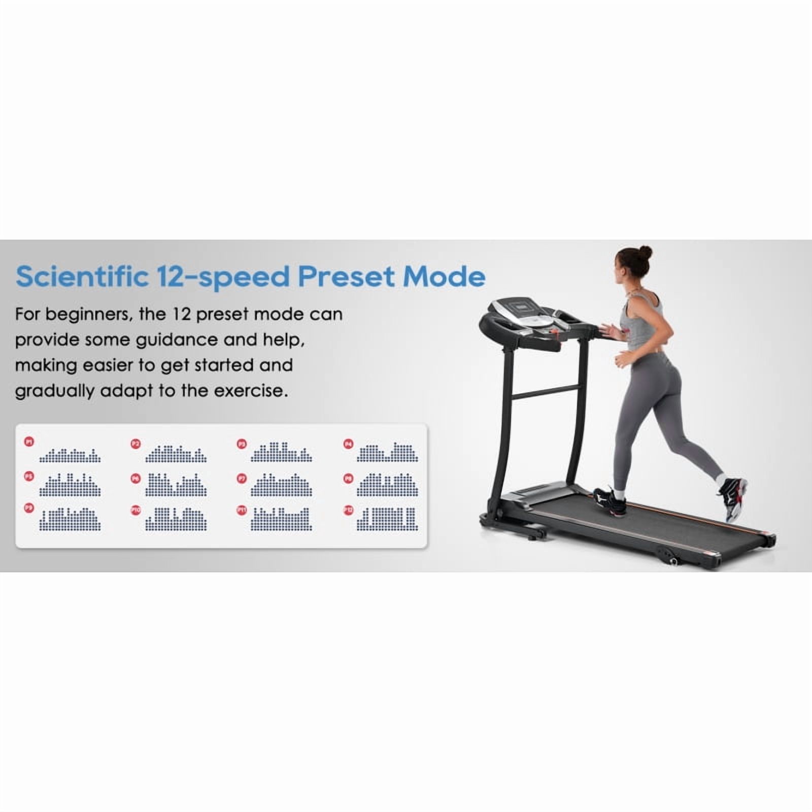 NEW Home Folding Treadmill with Pulse Sensor, 2.5 HP Quiet Brushless Motor , 7.5 MPH, 300LBS Weight Capacity Walking Jogging Machine with 3 Level Incline 12 Preset Programs for Home Gym