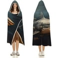 thumbnail image 3 of Shark Wearable Blanket Soft Cozy Plush Fleece Blanket Hoodie for Couch, Hooded Blanket Decorative for Shark Lovers, 3 of 6