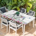 thumbnail image 2 of Spring Table Cloths for 3 Foot Rectangle Tables, Bicycles Botanical Rose Leaves Butterfly Wood Grain Patio Waterproof Elastic Fitted Tablecloths, Washable Rectangular Table Cover for Camping, 2 of 8