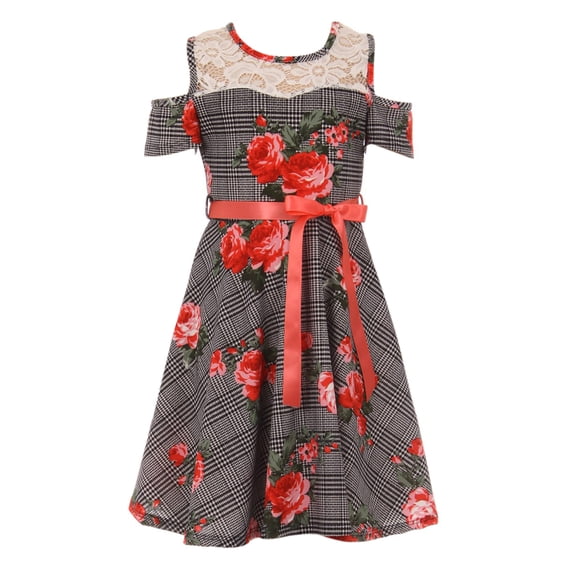 Little Girl Cold Shoulder Lace Floral Summer Birthday Flower Girl Dress Coral 6 JKS 2130 BNY Corner