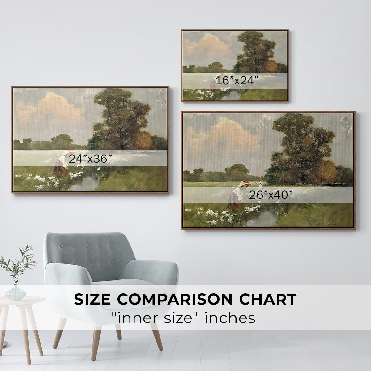 Vintage Landscape-CCLXII By Wexford Home Framed in Walnut Wood Gallery Wrapped Canvas 27 in. x 41 in.