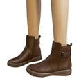 thumbnail image 4 of HBFAGFB Bottines pour Femmes à la Cheville Mode Confortables Talons Carrés Bottillons Bout Rond Chaussures d'Automne Brun Taille 39, 4 of 9