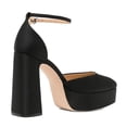 thumbnail image 4 of XYD Women Platform Thick Block High Heels Square Toe Ankle Strap D'orsay Pumps Party Date Dress Shoes Size 6.5 Black, 4 of 4
